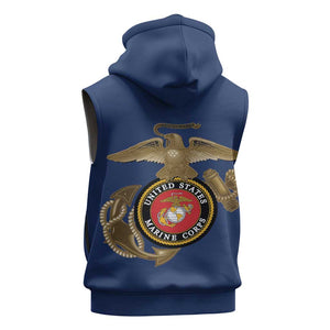 African American Heroes Sleeveless Zip Hoodie Montford Point Marines - Blue - African Pride