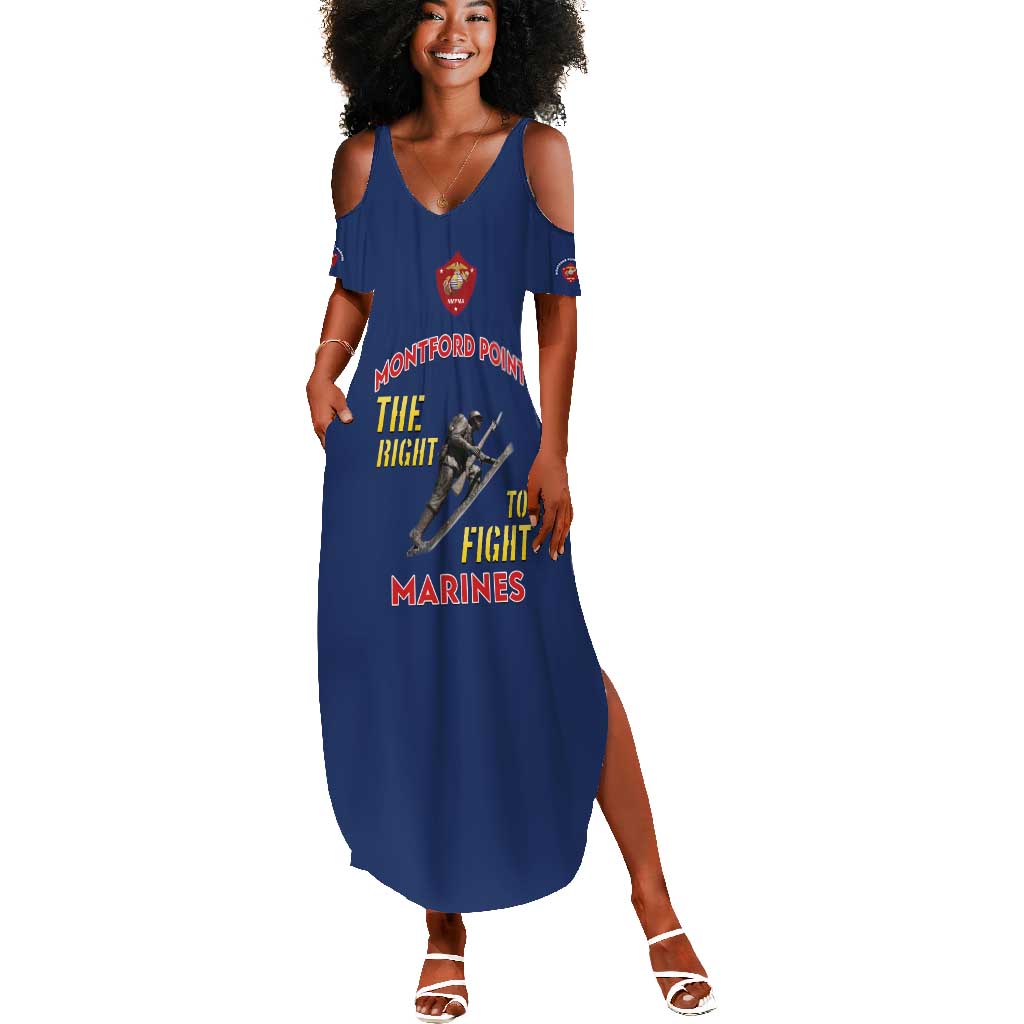 African American Heroes Summer Maxi Dress Montford Point Marines - Blue - African Pride