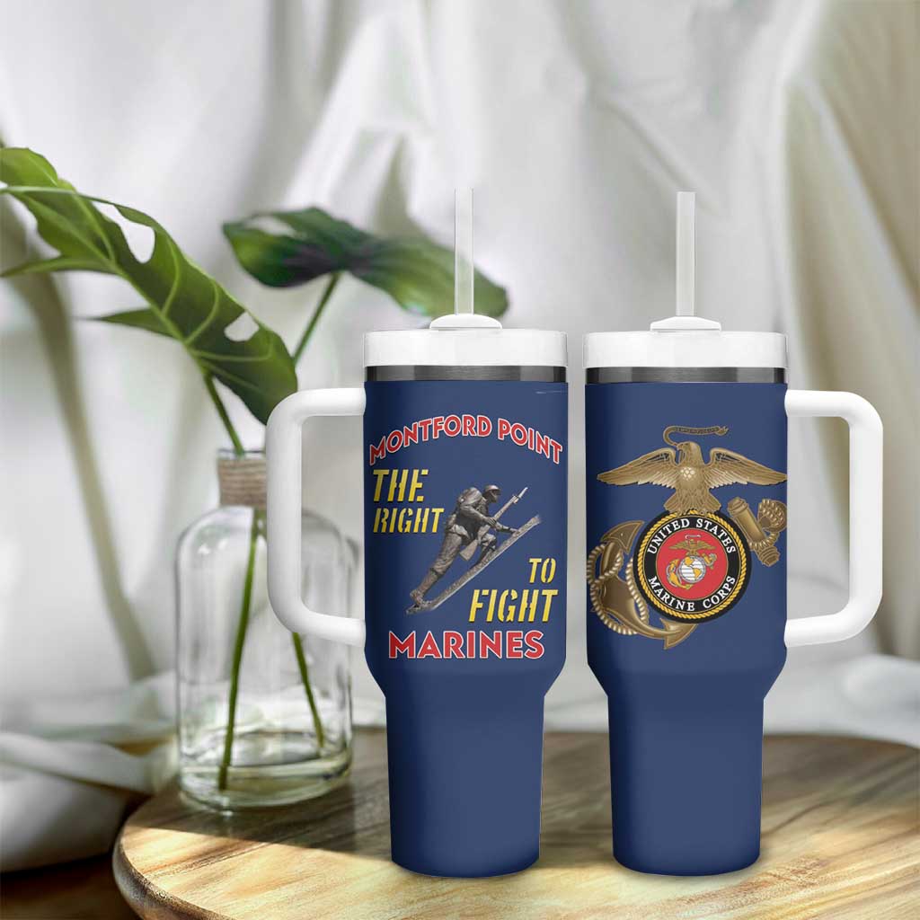 African American Heroes Tumbler With Handle Montford Point Marines - Blue - African Pride