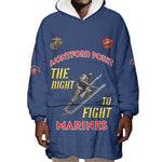 African American Heroes Wearable Blanket Hoodie Montford Point Marines - Blue - African Pride