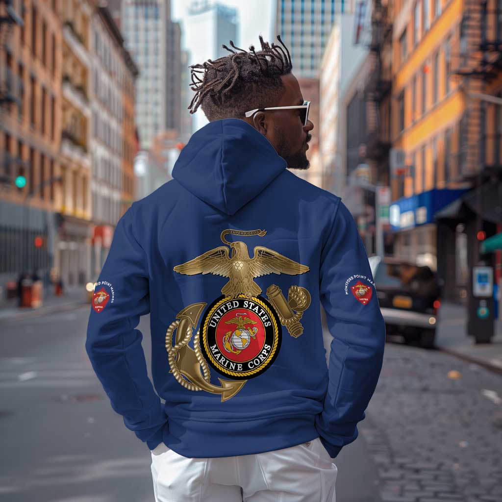 African American Heroes Zip Hoodie Montford Point Marines - Blue - African Pride