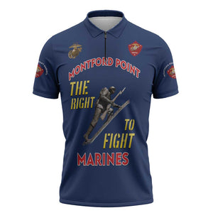 Montford Point Marines Zipper Polo Shirt The Right To Fight - Blue