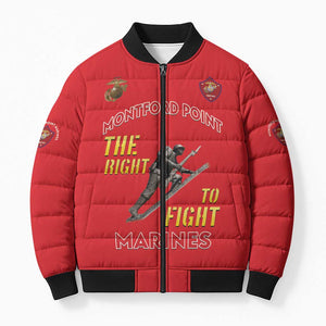 Montford Point Marines Bomber Puffer Jacket The Right To Fight - Red