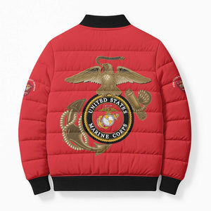 Montford Point Marines Bomber Puffer Jacket The Right To Fight - Red