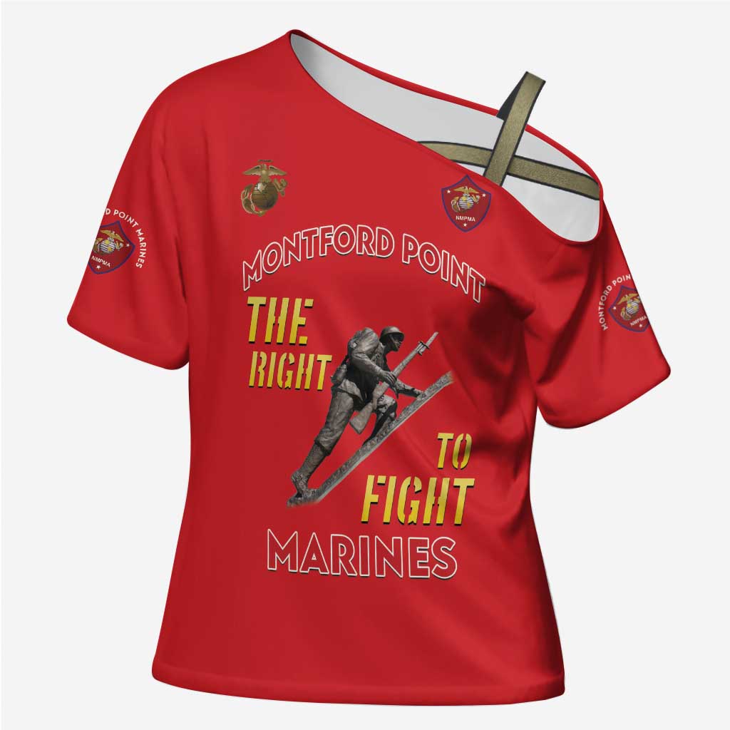 Montford Point Marines Cross Shoulder Shirt The Right To Fight - Red