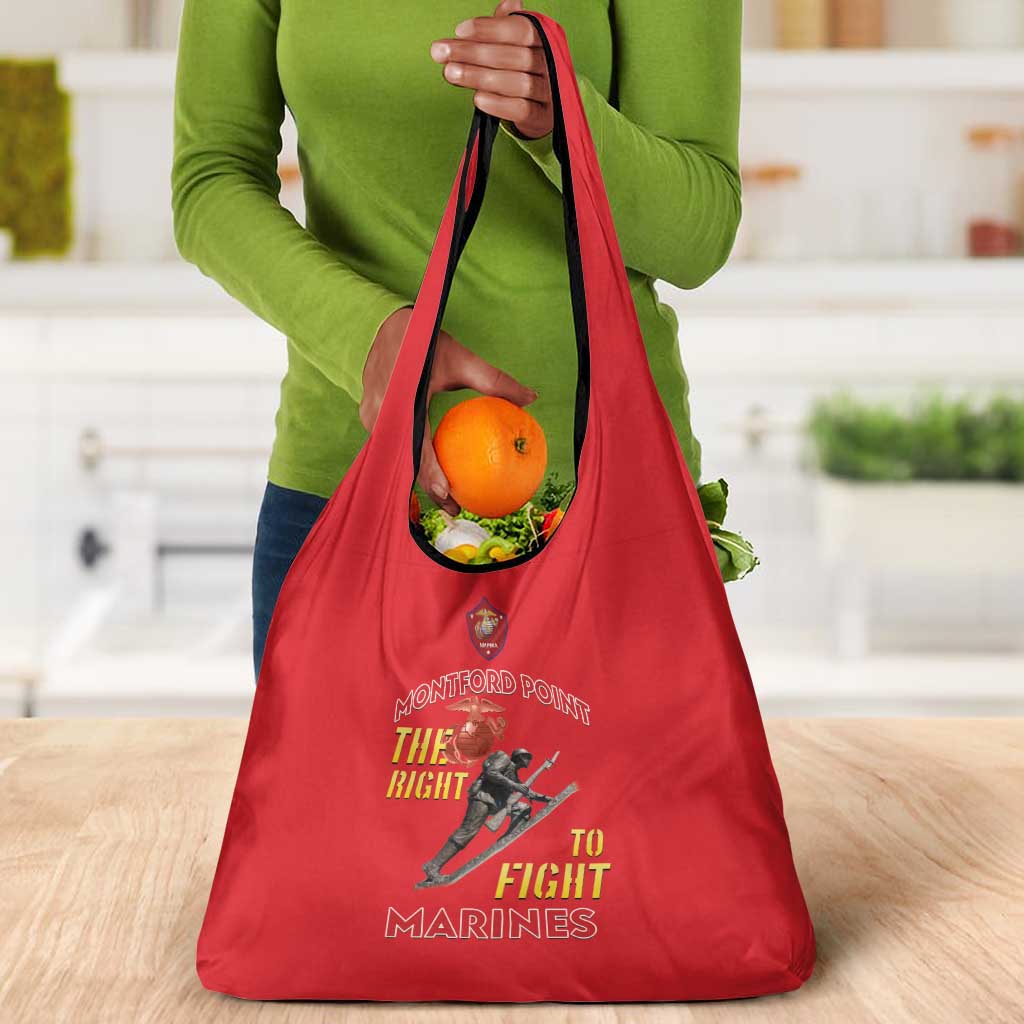 African American Heroes Grocery Bag Montford Point Marines - Red - African Pride