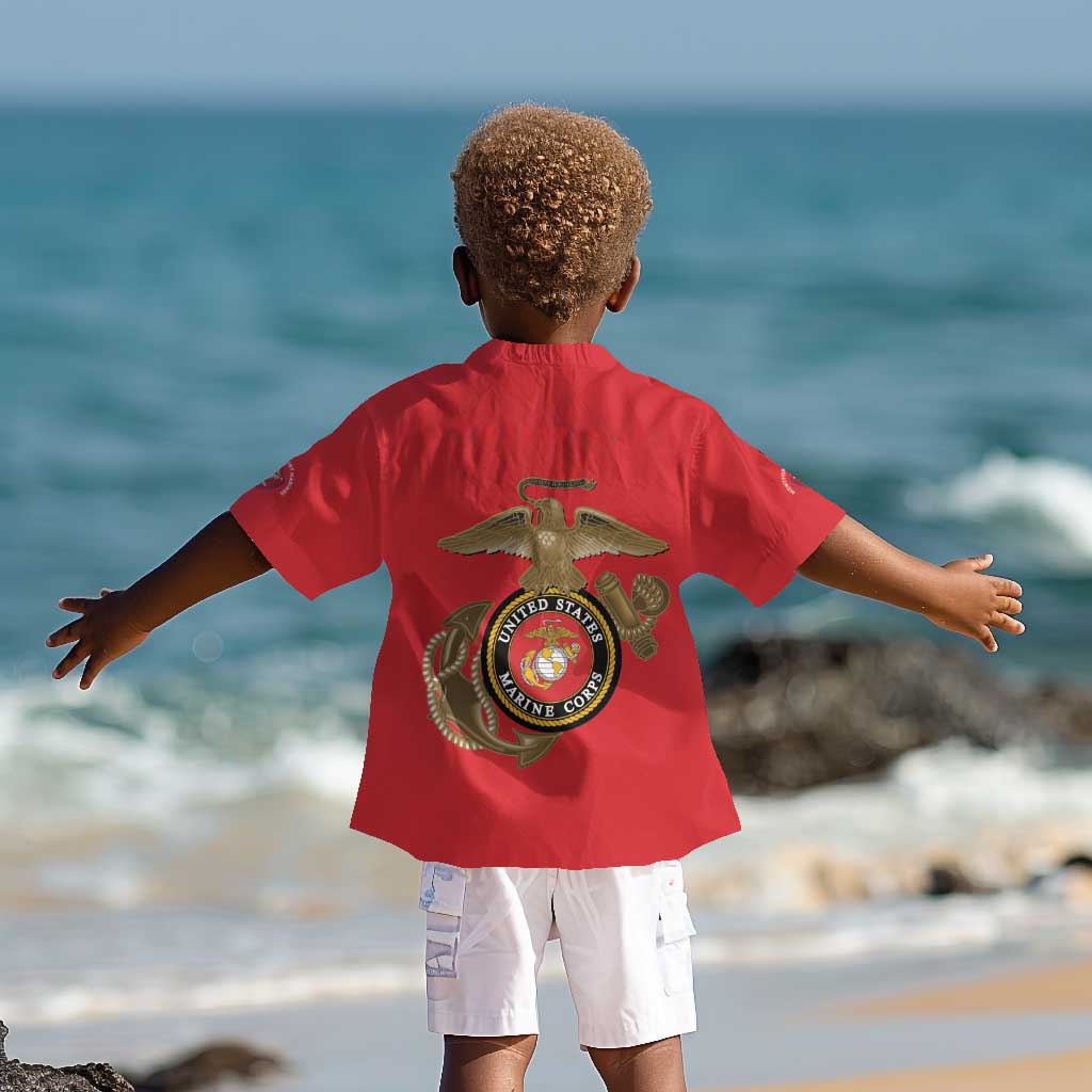 African American Heroes Kid Hawaiian Shirt Montford Point Marines - Red - African Pride