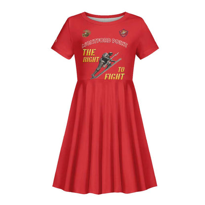 African American Heroes Kid Short Sleeve Dress Montford Point Marines - Red - African Pride