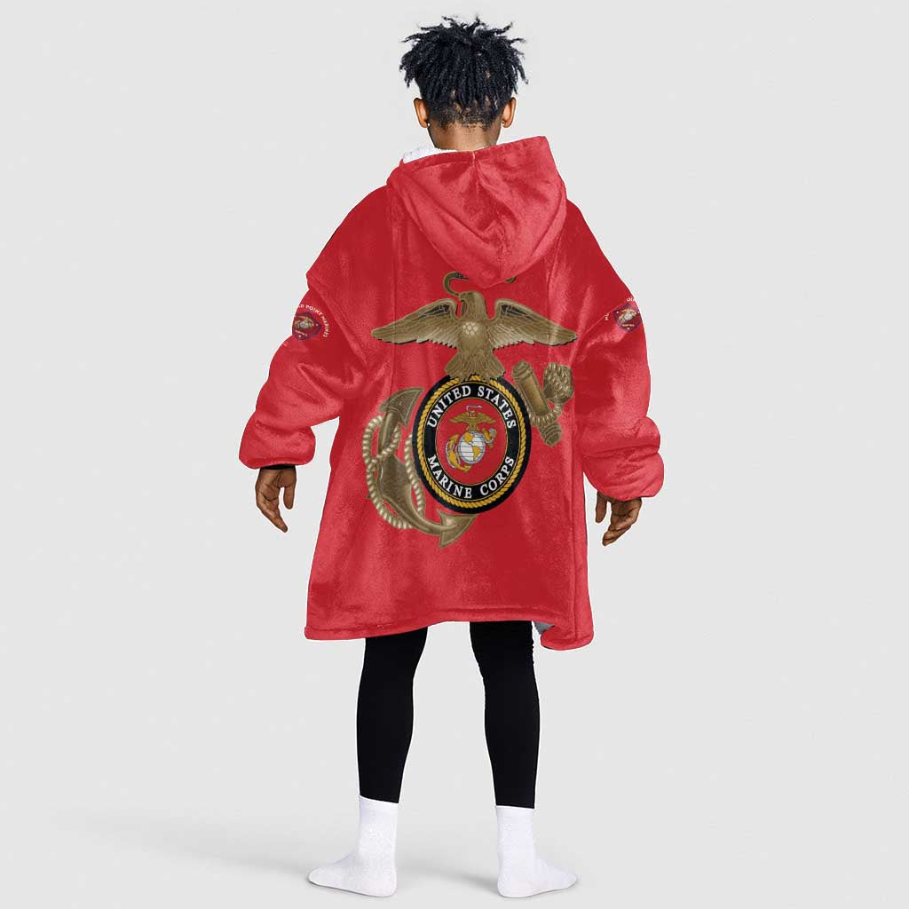 African American Heroes Kid Wearable Blanket Hoodie Montford Point Marines - Red - African Pride
