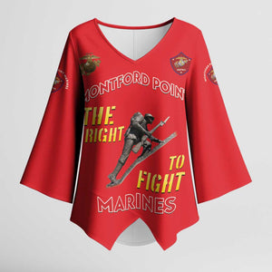 Montford Point Marines Kimono Sleeve Blouse The Right To Fight - Red