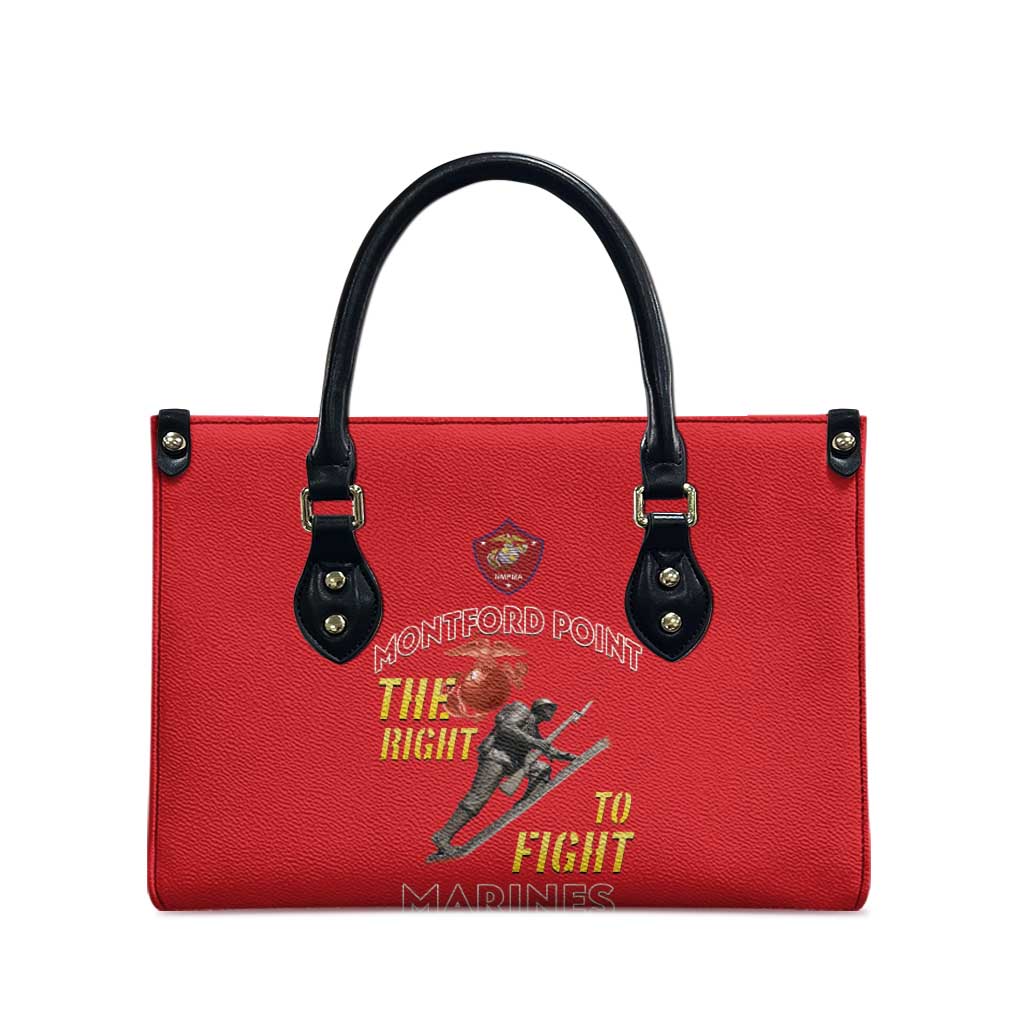 Montford Point Marines Leather Bag The Right To Fight - Red