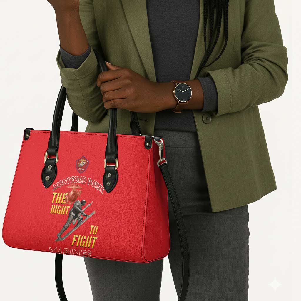 Montford Point Marines Leather Bag The Right To Fight - Red