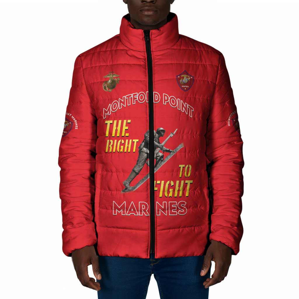 Montford Point Marines Padded Jacket The Right To Fight - Red