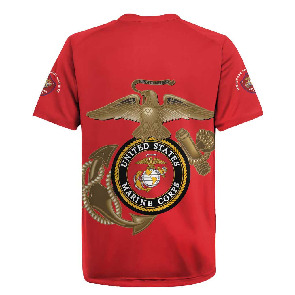 African American Heroes Rugby Jersey Montford Point Marines - Red - African Pride