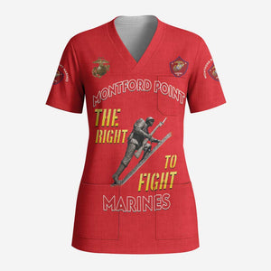 Montford Point Marines Scrub Top The Right To Fight - Red - African Pride
