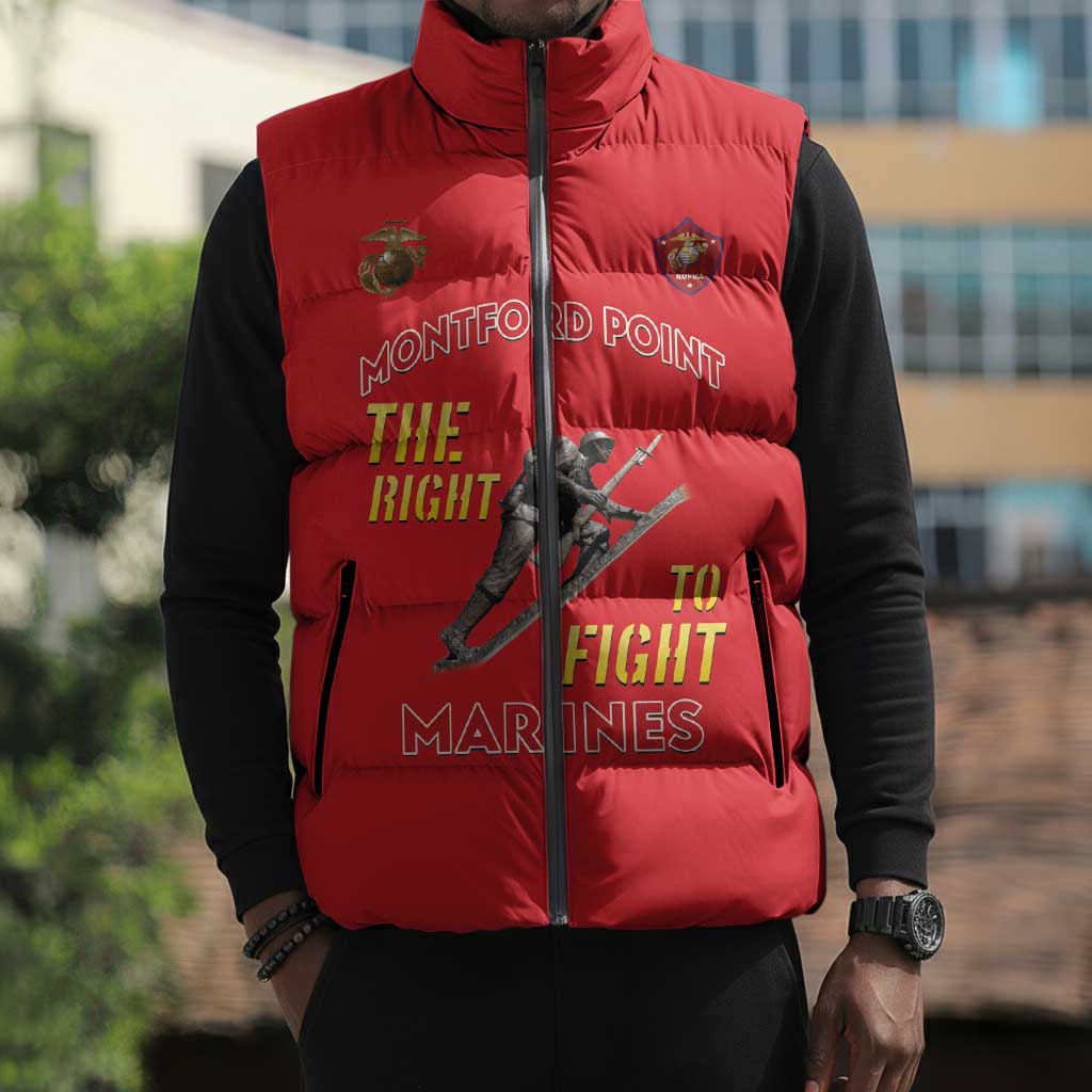 Montford Point Marines Sleeveless Puffer Jacket The Right To Fight - Red