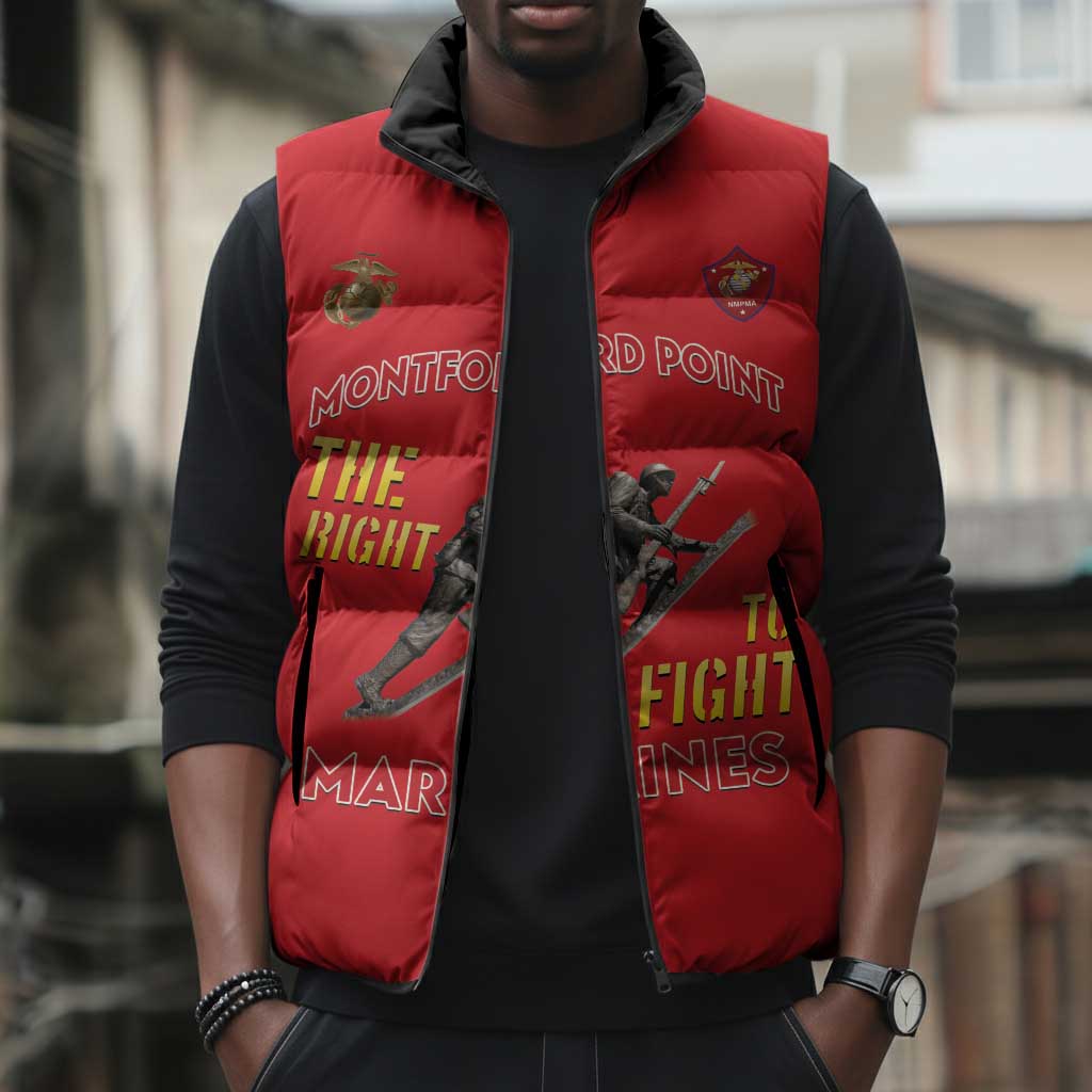 Montford Point Marines Sleeveless Puffer Jacket The Right To Fight - Red