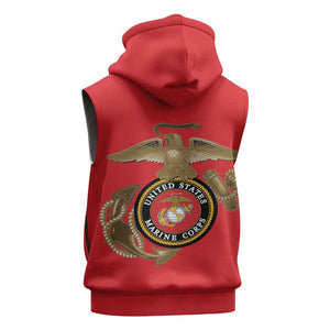 African American Heroes Sleeveless Zip Hoodie Montford Point Marines - Red - African Pride