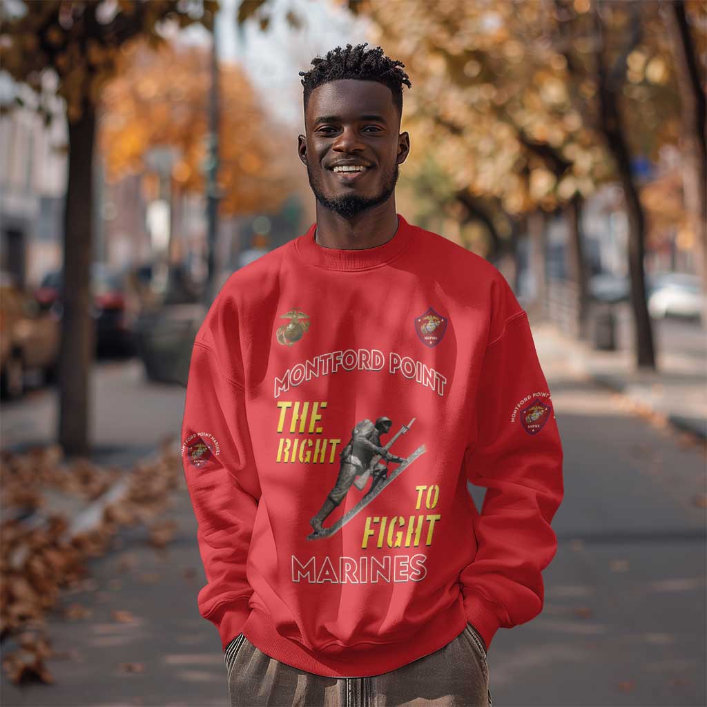 African American Heroes Sweatshirt Montford Point Marines - Red - African Pride