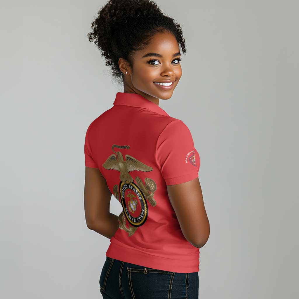 African American Heroes Women Polo Shirt Montford Point Marines - Red - African Pride