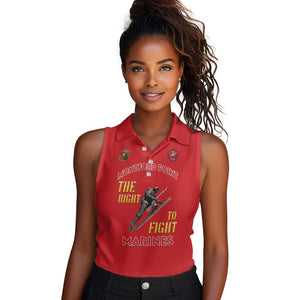African American Heroes Women Sleeveless Polo Shirt Montford Point Marines - Red - African Pride