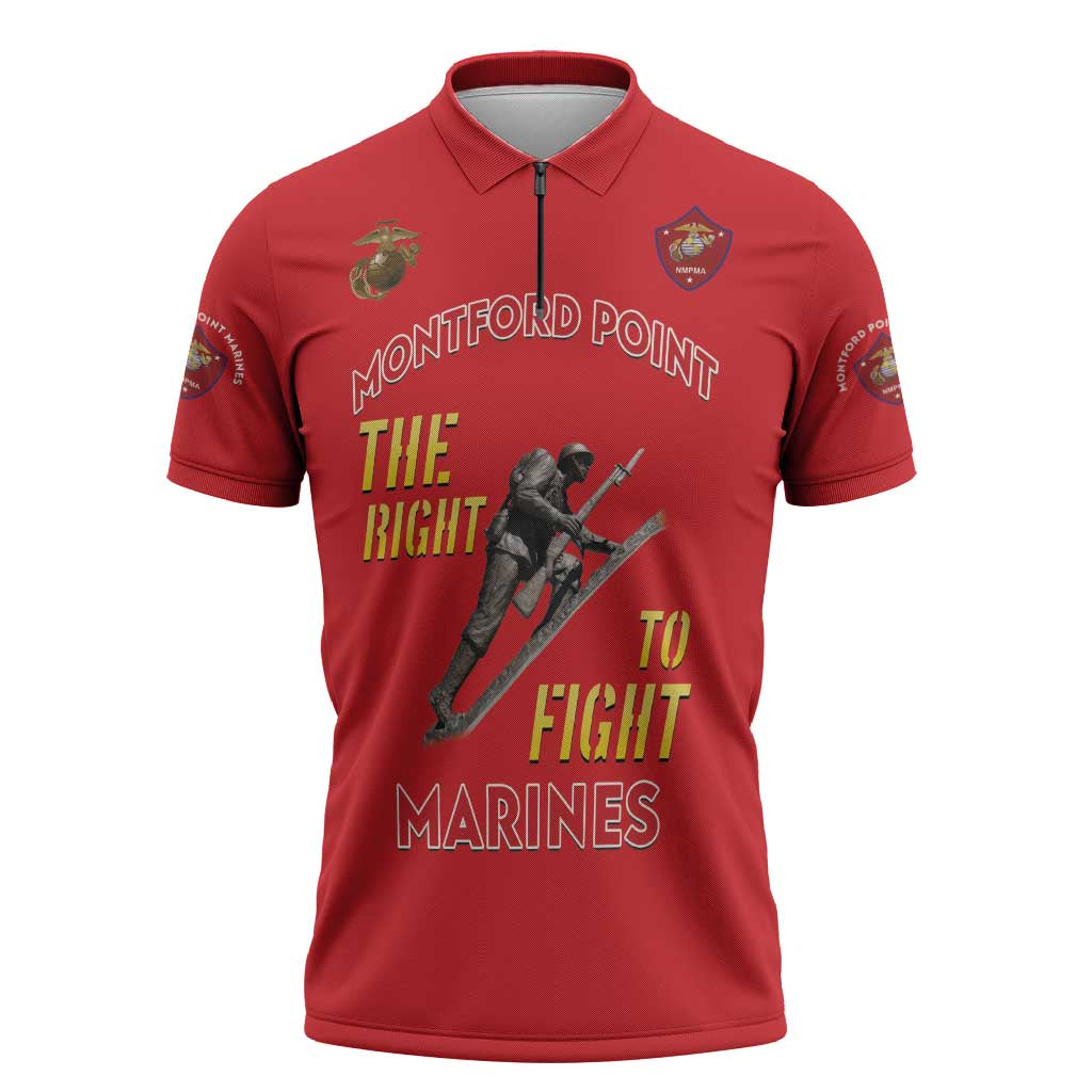 Montford Point Marines Zipper Polo Shirt The Right To Fight - Red