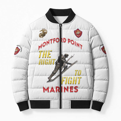 Montford Point Marines Bomber Puffer Jacket The Right To Fight - White