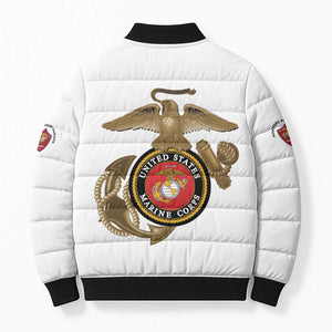 Montford Point Marines Bomber Puffer Jacket The Right To Fight - White