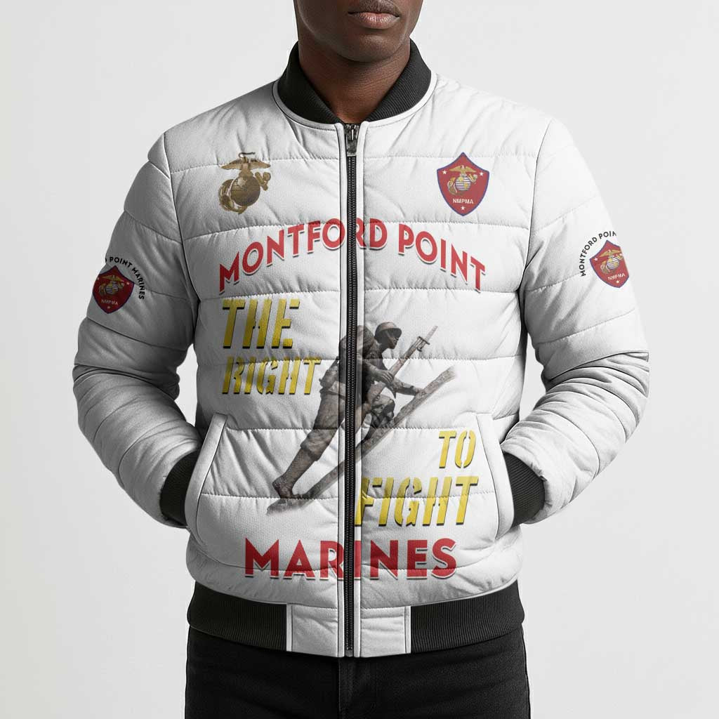 Montford Point Marines Bomber Puffer Jacket The Right To Fight - White