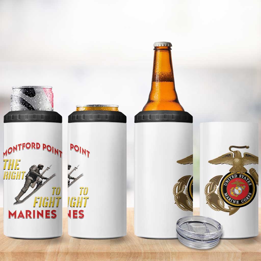 African American Heroes 4 in 1 Can Cooler Tumbler Montford Point Marines - White - African Pride