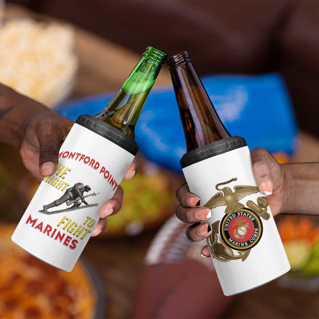 African American Heroes 4 in 1 Can Cooler Tumbler Montford Point Marines - White - African Pride