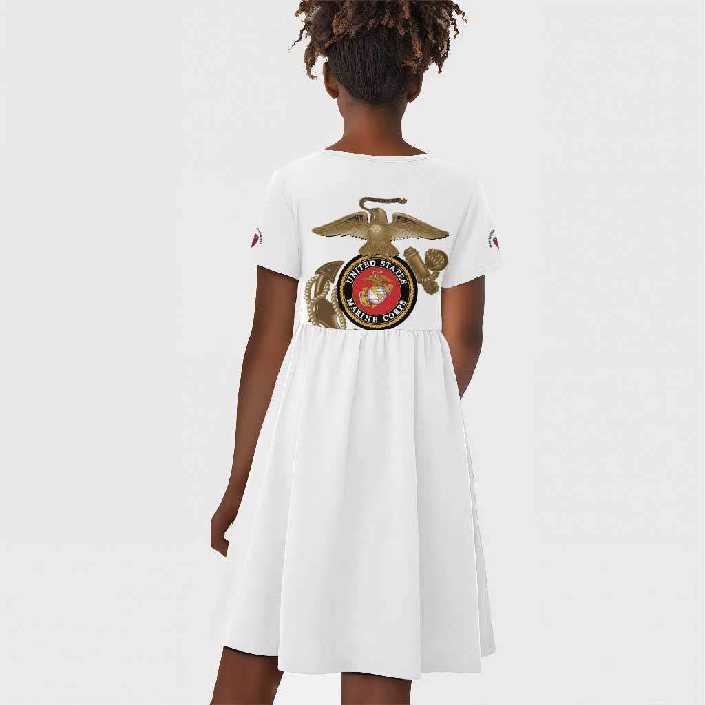 African American Heroes Kid Short Sleeve Dress Montford Point Marines - White - African Pride