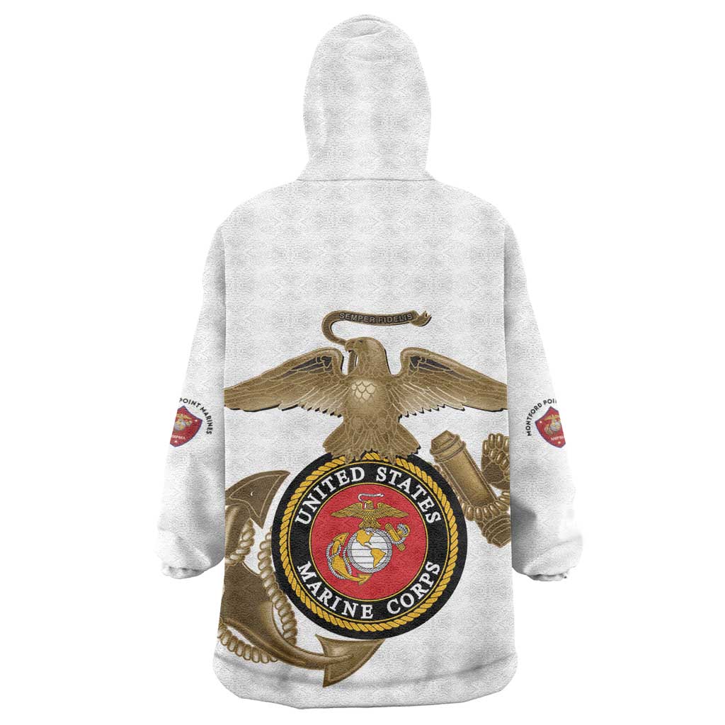 African American Heroes Kid Wearable Blanket Hoodie Montford Point Marines - White - African Pride