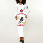 African American Heroes Long Sleeve Bodycon Dress Montford Point Marines - White - African Pride