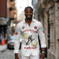 African American Heroes Long Sleeve Button Shirt Montford Point Marines - White - African Pride