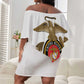 African American Heroes Off Shoulder Short Dress Montford Point Marines - White - African Pride