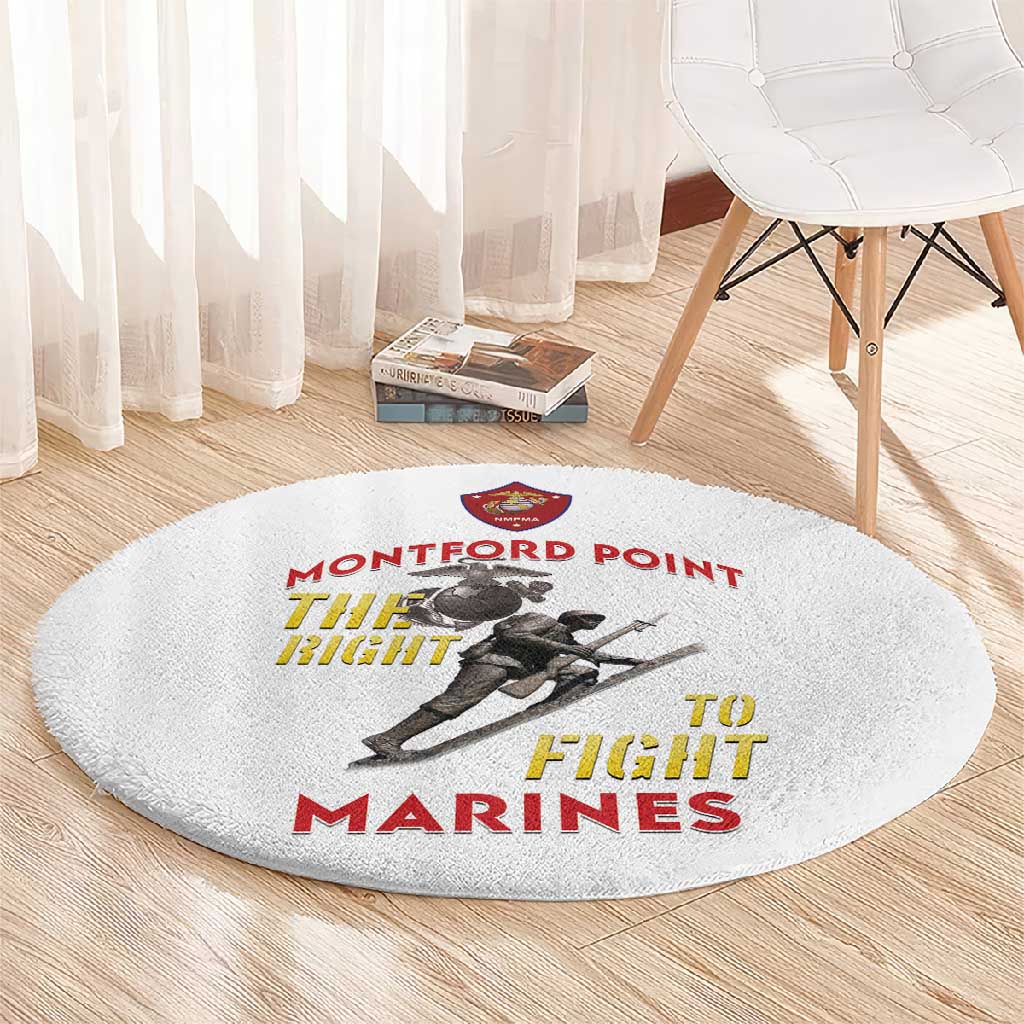 African American Heroes Round Carpet Montford Point Marines - White - African Pride