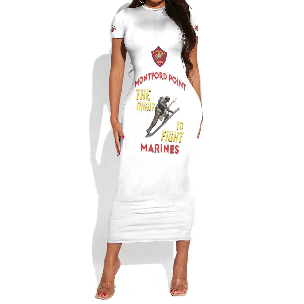 African American Heroes Short Sleeve Bodycon Dress Montford Point Marines - White - African Pride