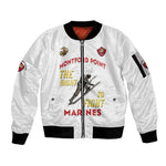 African American Heroes Sleeve Zip Bomber Jacket Montford Point Marines - White - African Pride