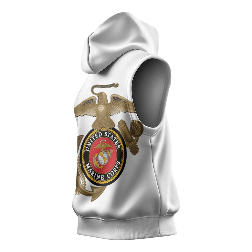 African American Heroes Sleeveless Hoodie Montford Point Marines - White - African Pride