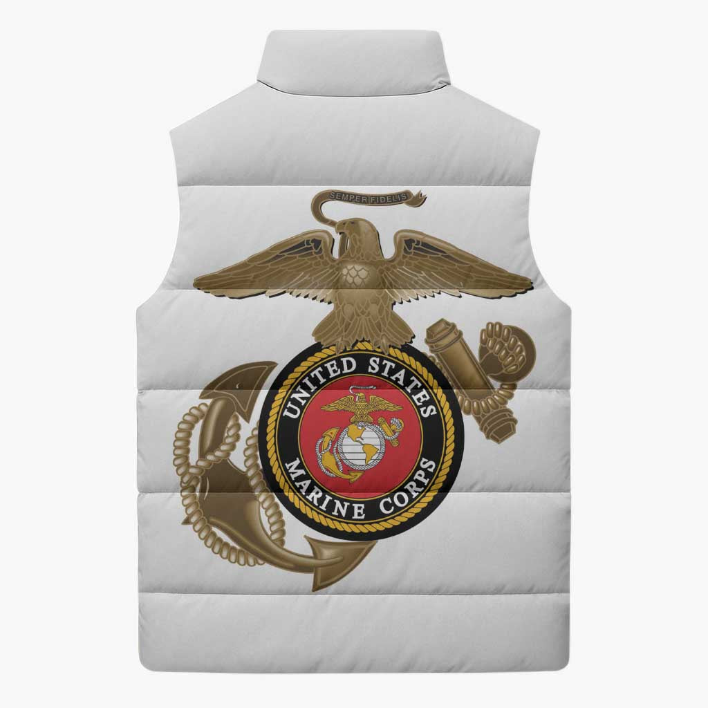 Montford Point Marines Sleeveless Puffer Jacket The Right To Fight - White