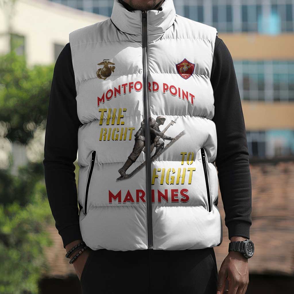 Montford Point Marines Sleeveless Puffer Jacket The Right To Fight - White