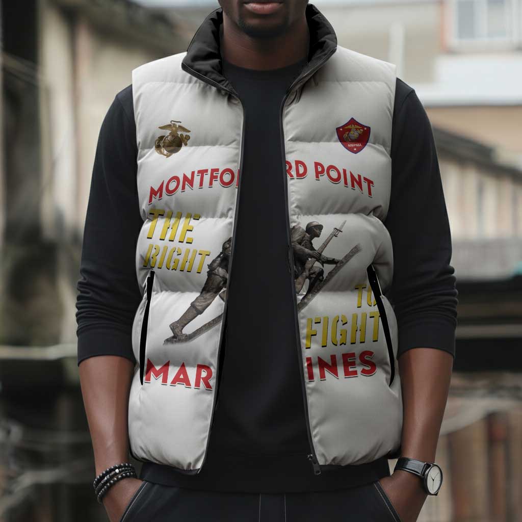 Montford Point Marines Sleeveless Puffer Jacket The Right To Fight - White