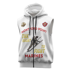 African American Heroes Sleeveless Zip Hoodie Montford Point Marines - White - African Pride