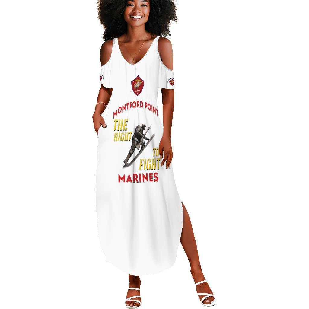 African American Heroes Summer Maxi Dress Montford Point Marines - White - African Pride