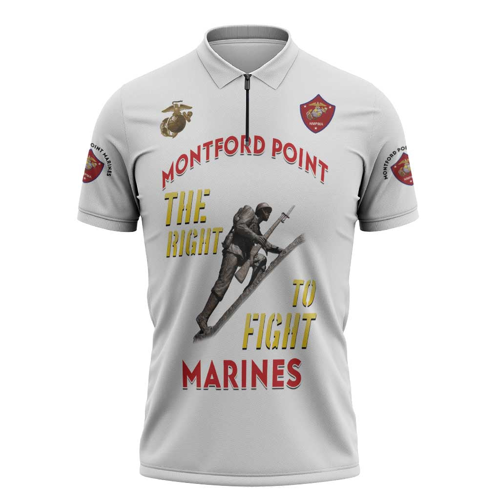 Montford Point Marines Zipper Polo Shirt The Right To Fight - White