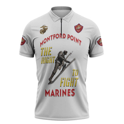 Montford Point Marines Zipper Polo Shirt The Right To Fight - White
