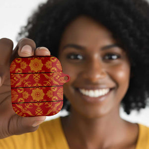 Lesotho Seanamarena Kharetsa Royal Red AirPods Case Basotho Traditional Blanket Style