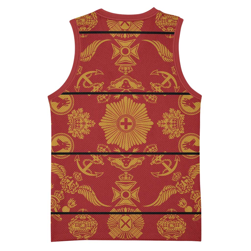 Basotho Blanket Basketball Jersey Lesotho Seanamarena Kharetsa Royal Red LT15