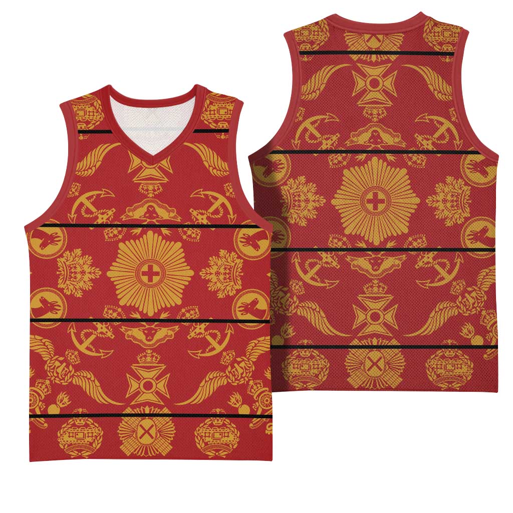 Basotho Blanket Basketball Jersey Lesotho Seanamarena Kharetsa Royal Red LT15